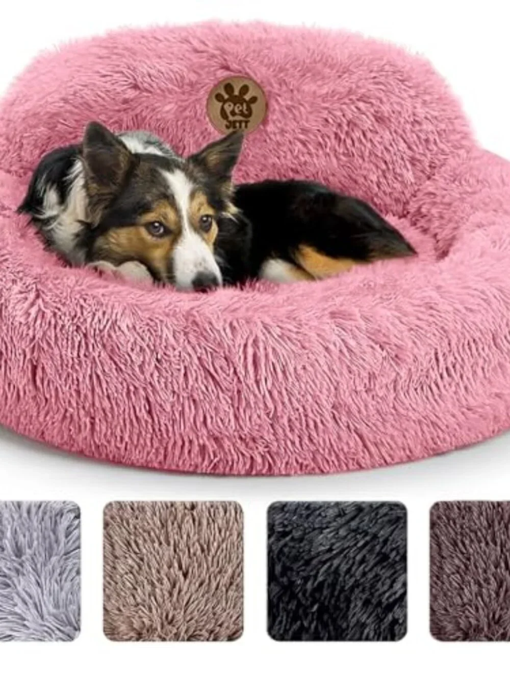 New Calming Medium Dog Bed - 30'' Round Dog Beds, Anti-Slip & Washable Super